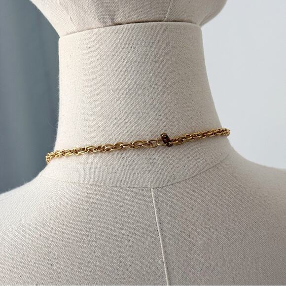 Vintage Gold Tone Red Owl Big Statement Estate Necklace 23.5” Jewelry Fashion - Picture 7 of 7